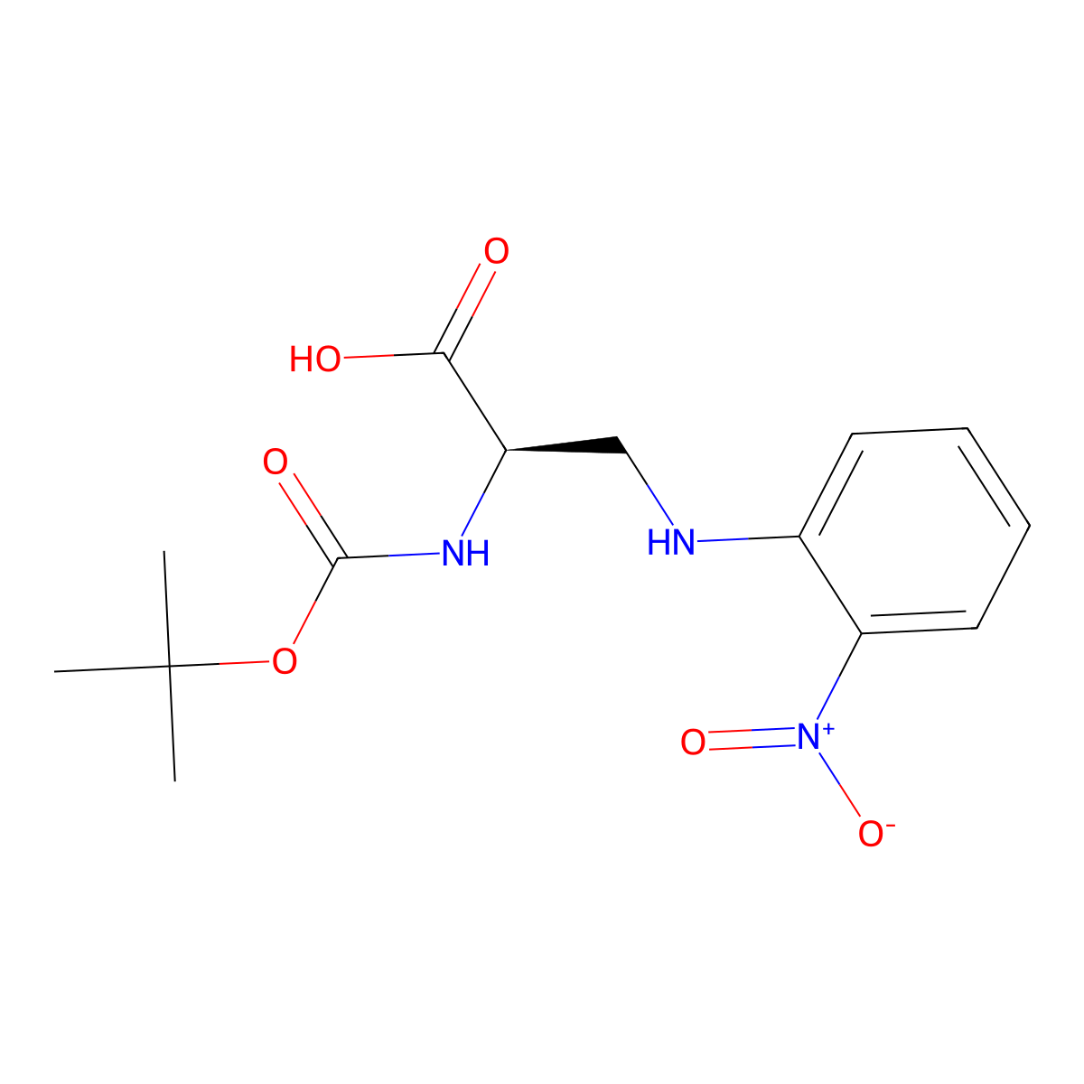 (R)-2-((tert-Butoxycarbonyl)amino)-3-((2-nitrophenyl)amino)propanoic acid molecular structure, CAS 209223-32-5