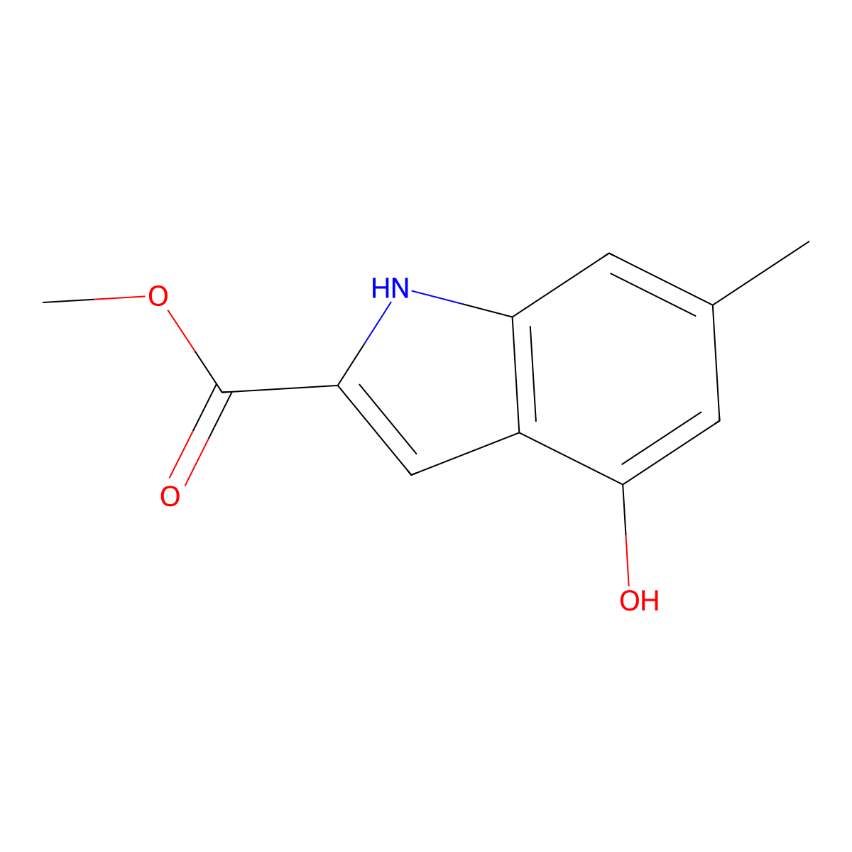 methyl 4-hydroxy-6-methyl-1H-indole-2-carboxylate molecular structure, CAS 2092230-21-0