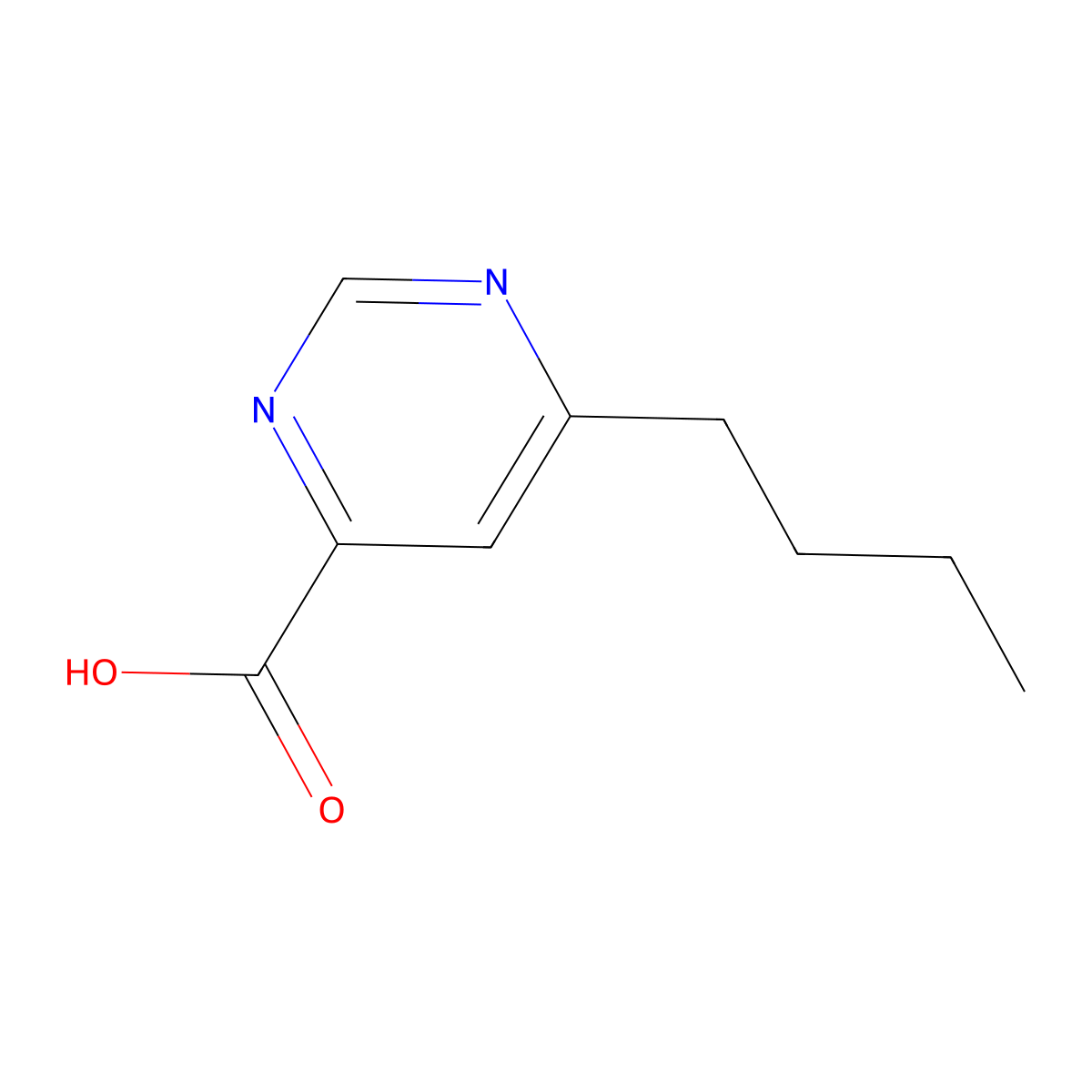6-Butylpyrimidine-4-carboxylic acid molecular structure, CAS 2092232-52-3