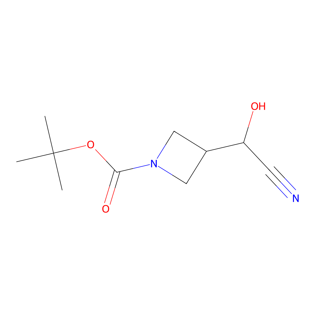 Tert-butyl 3-[cyano(hydroxy)methyl]azetidine-1-carboxylate molecular structure, CAS 2092232-59-0