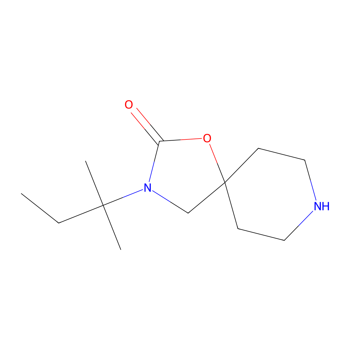 3-(2-Methylbutan-2-yl)-1-oxa-3,8-diazaspiro[4.5]decan-2-one molecular structure, CAS 2092236-19-4