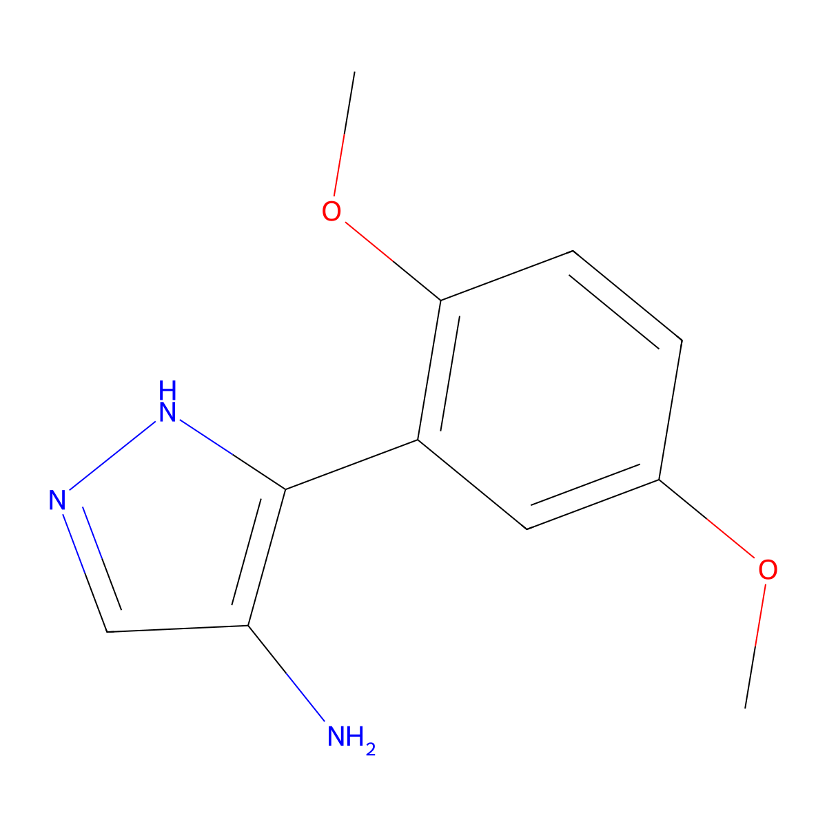 5-(2,5-Dimethoxyphenyl)-1h-pyrazol-4-amine molecular structure, CAS 2092255-22-4
