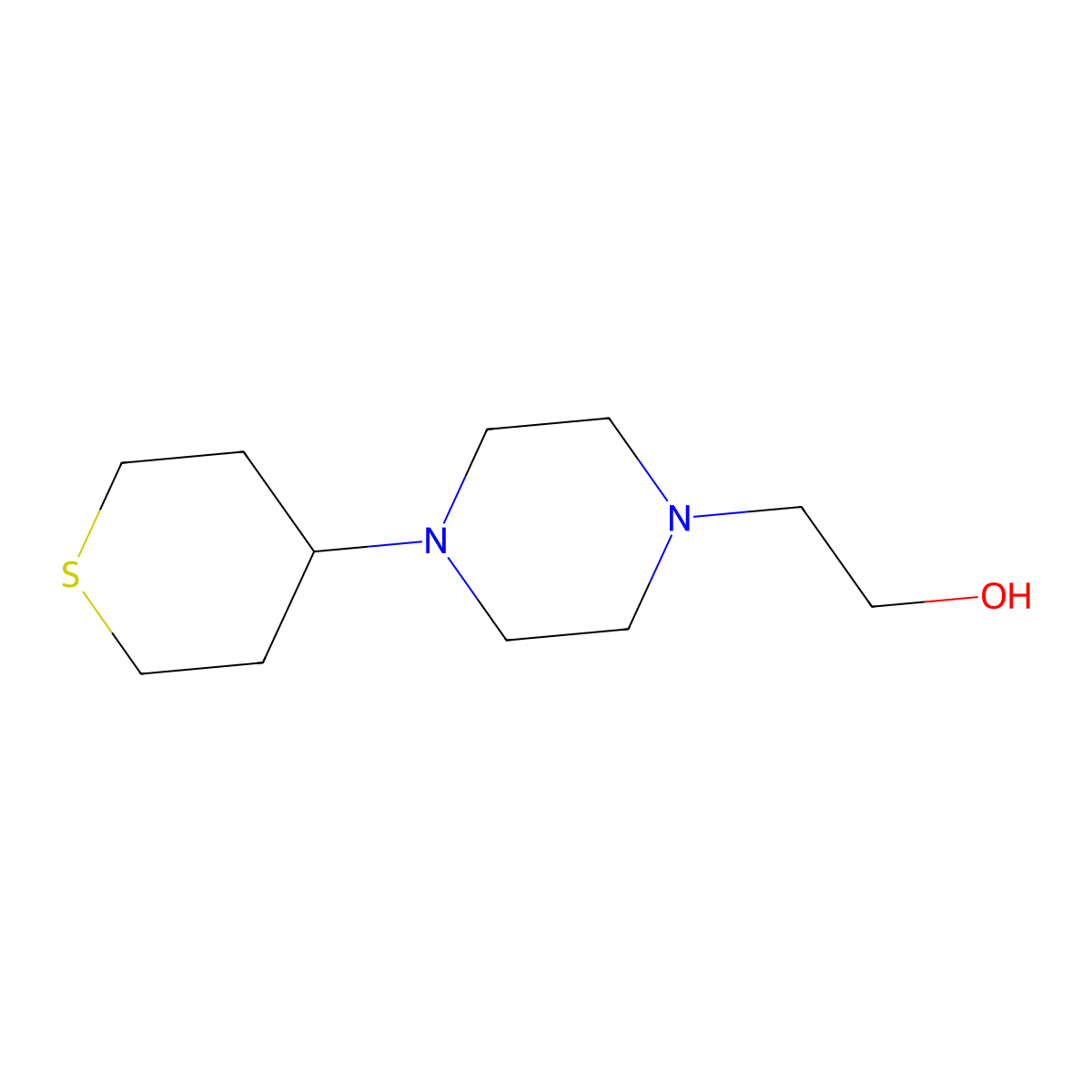 2-(4-(tetrahydro-2H-thiopyran-4-yl)piperazin-1-yl)ethan-1-ol molecular structure, CAS 2092257-03-7