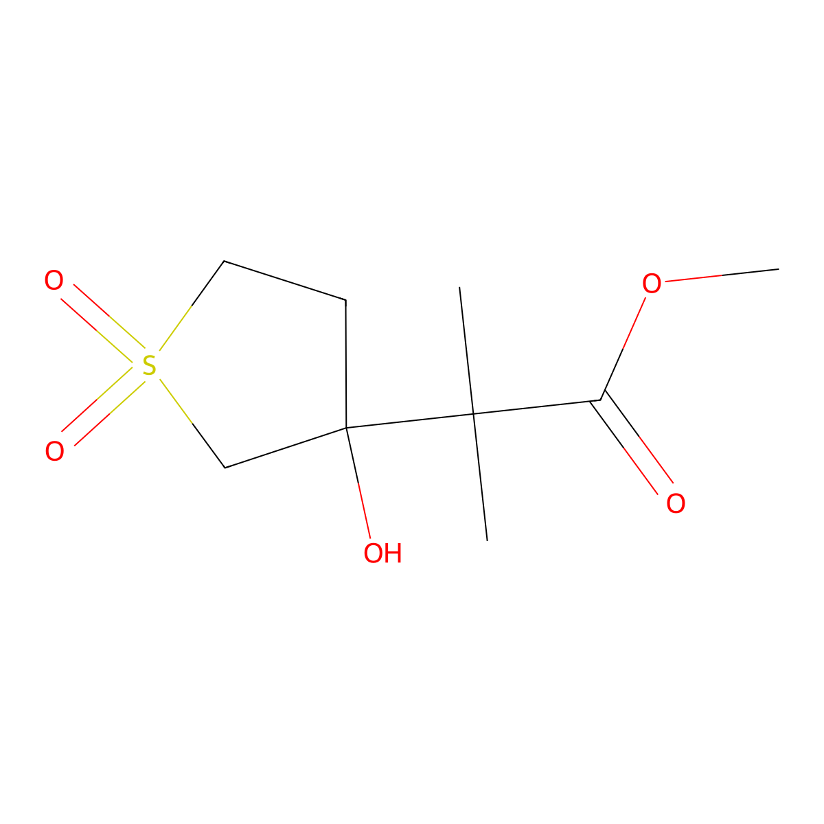 Methyl 2-(3-hydroxy-1,1-dioxo-1lambda6-thiolan-3-yl)-2-methylpropanoate molecular structure, CAS 2092261-54-4