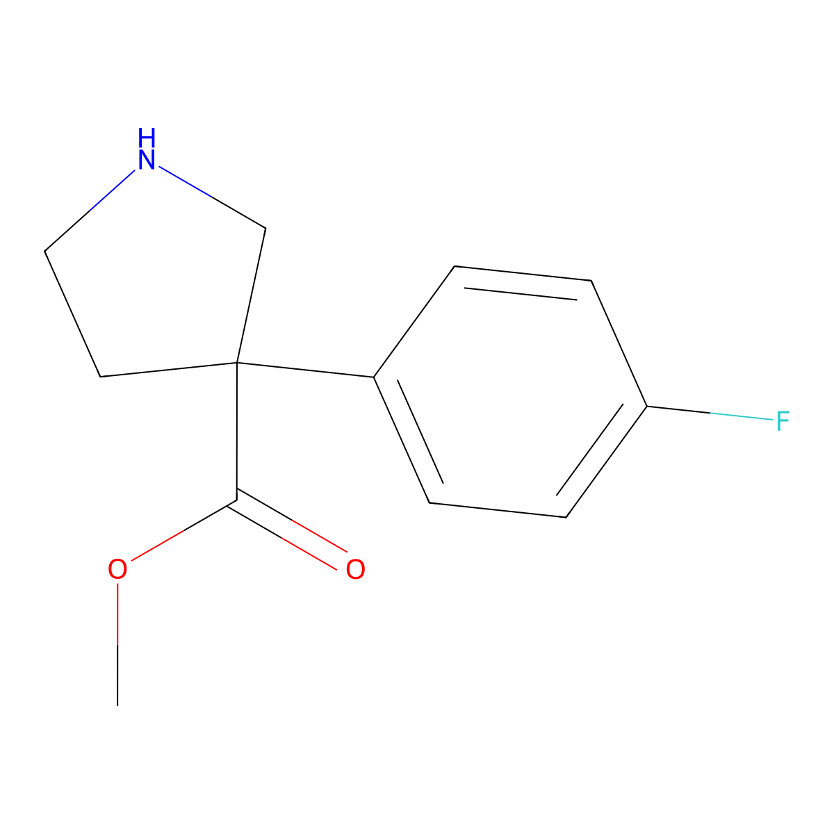 Methyl 3-(4-fluorophenyl)pyrrolidine-3-carboxylate molecular structure, CAS 2092267-11-1