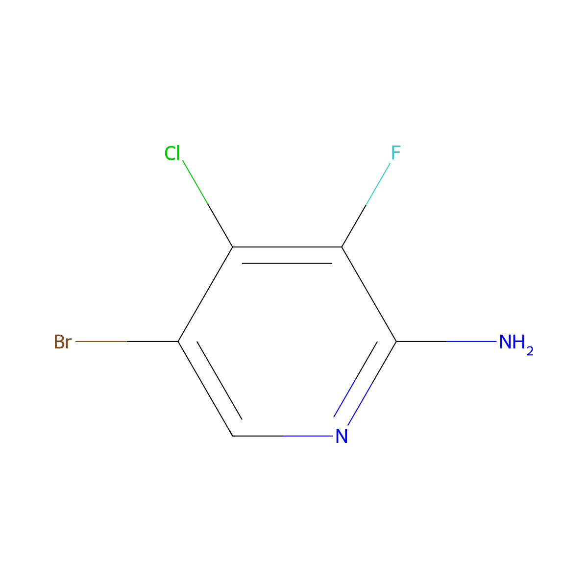 5-Bromo-4-chloro-3-fluoropyridin-2-amine molecular structure, CAS 2092270-28-3