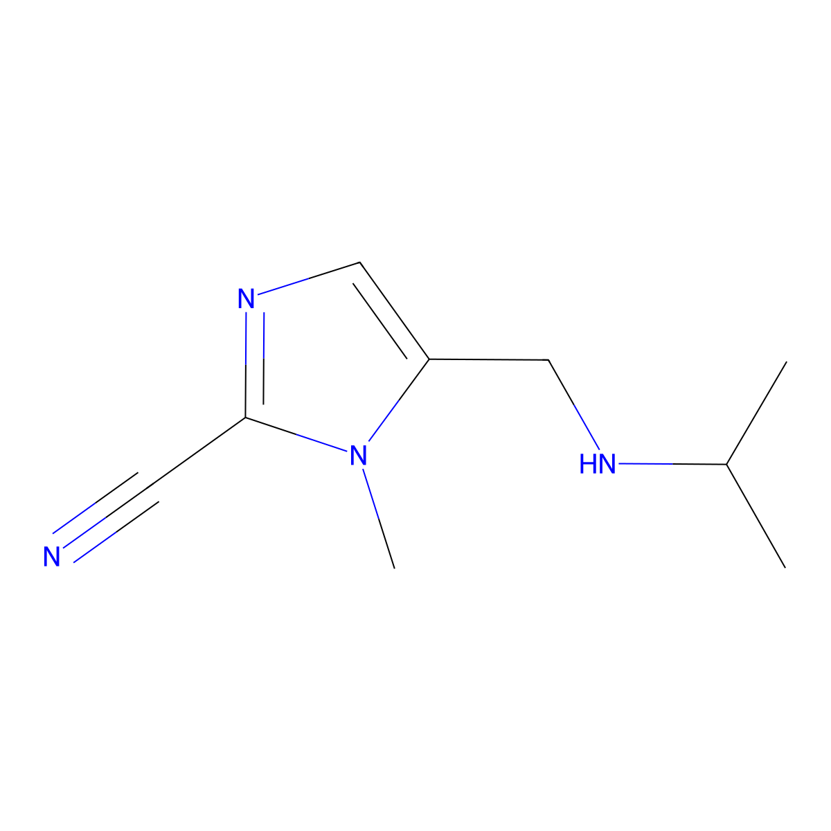 1-Methyl-5-{[(propan-2-yl)amino]methyl}-1H-imidazole-2-carbonitrile molecular structure, CAS 2092273-00-0