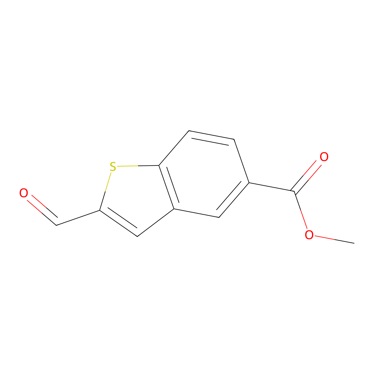 Methyl 2-formylbenzo[b]thiophene-5-carboxylate molecular structure, CAS 2092273-52-2