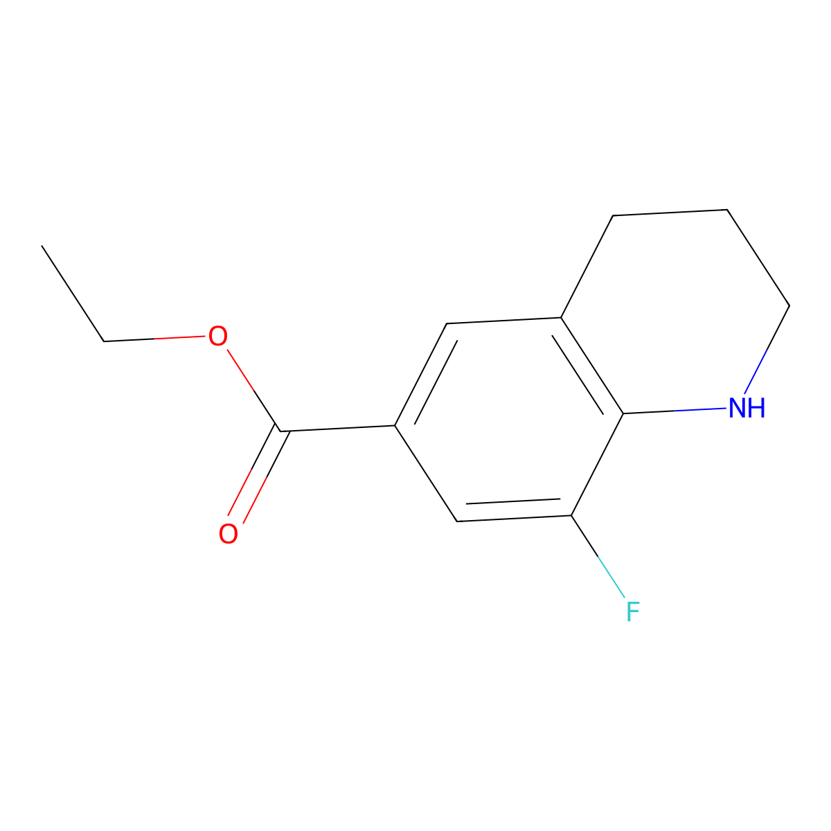Ethyl 8-fluoro-1,2,3,4-tetrahydroquinoline-6-carboxylate molecular structure, CAS 2092278-57-2