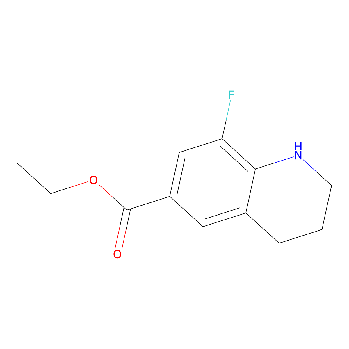 Ethyl 8-fluoro-1,2,3,4-tetrahydroquinoline-6-carboxylate molecular structure, CAS 2092278-57-2
