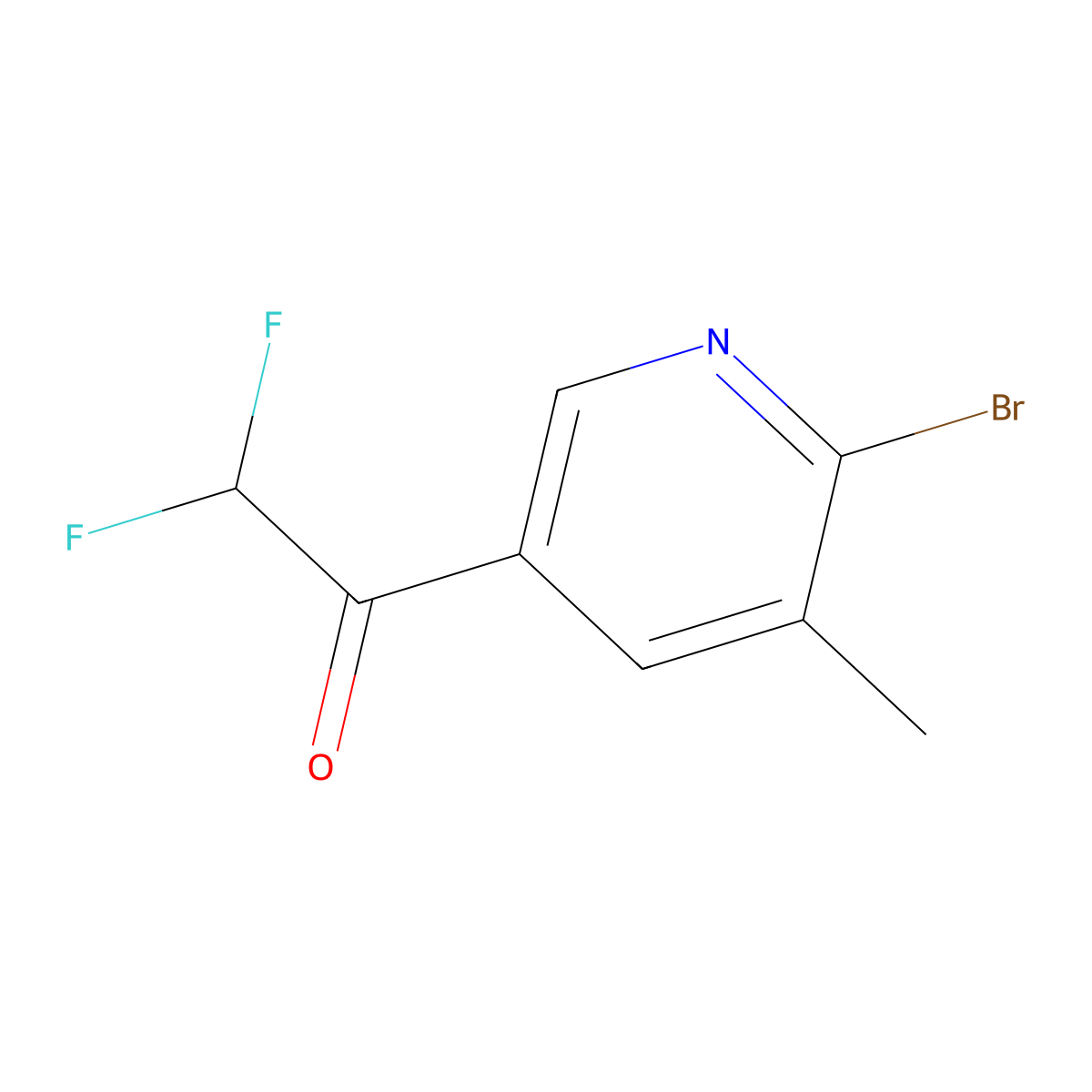 1-(6-Bromo-5-methylpyridin-3-yl)-2,2-difluoroethanone molecular structure, CAS 2092278-92-5