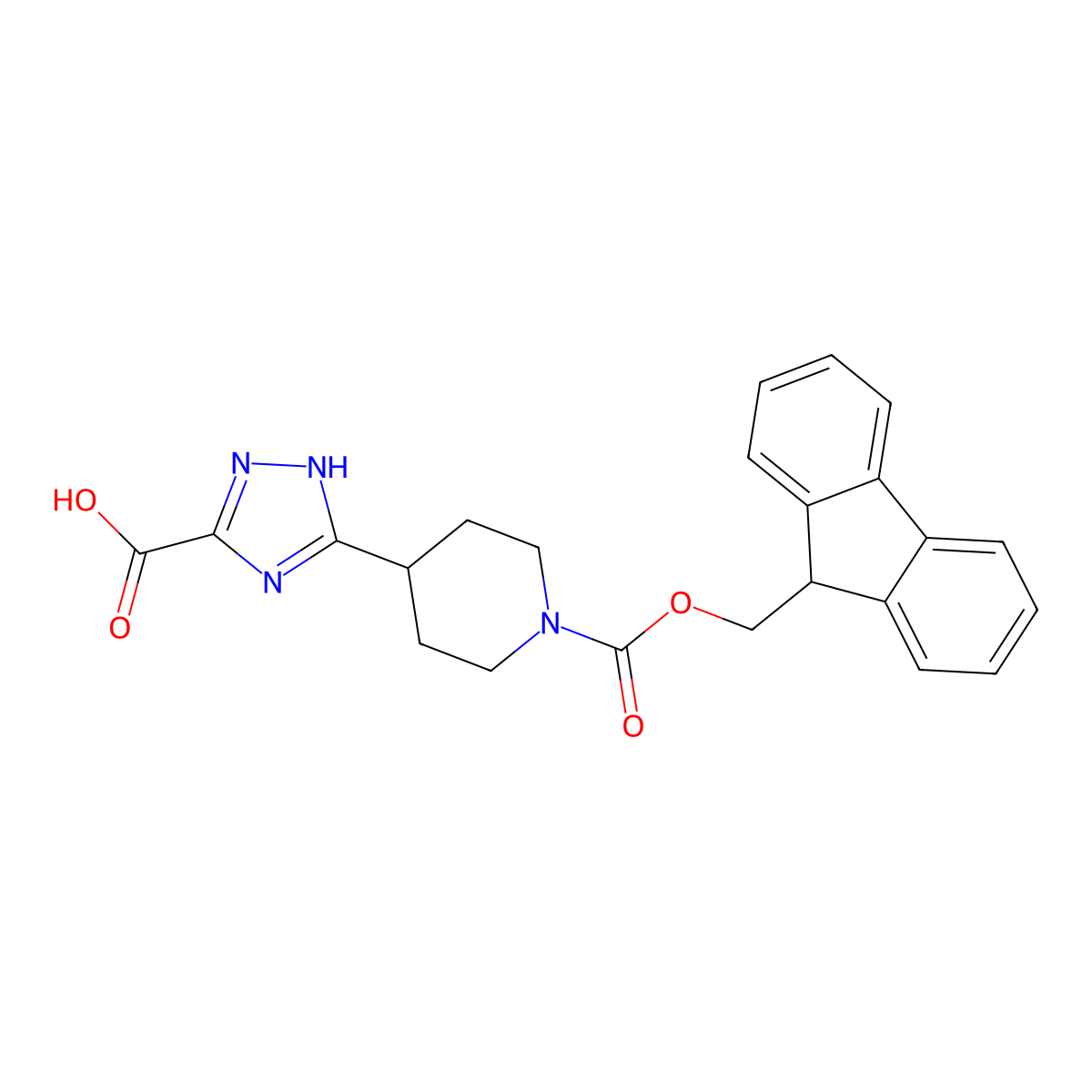 3-(1-{[(9H-fluoren-9-yl)methoxy]carbonyl}piperidin-4-yl)-1H-1,2,4-triazole-5-carboxylic acid molecular structure, CAS 2092279-38-2