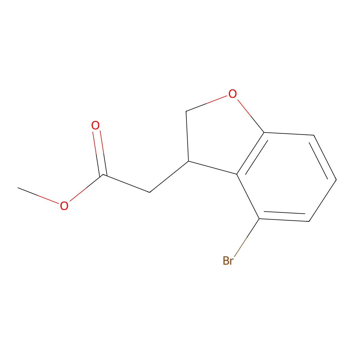 Methyl2-(4-bromo-2,3-dihydro-1-benzofuran-3-yl)acetate molecular structure, CAS 2092279-79-1