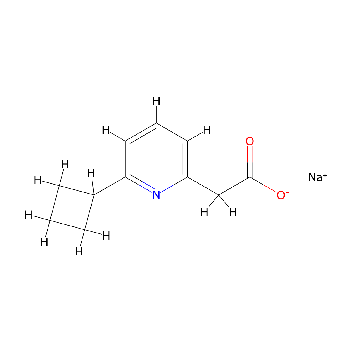 Sodium 2-(6-cyclobutylpyridin-2-yl)acetate molecular structure, CAS 2092284-04-1