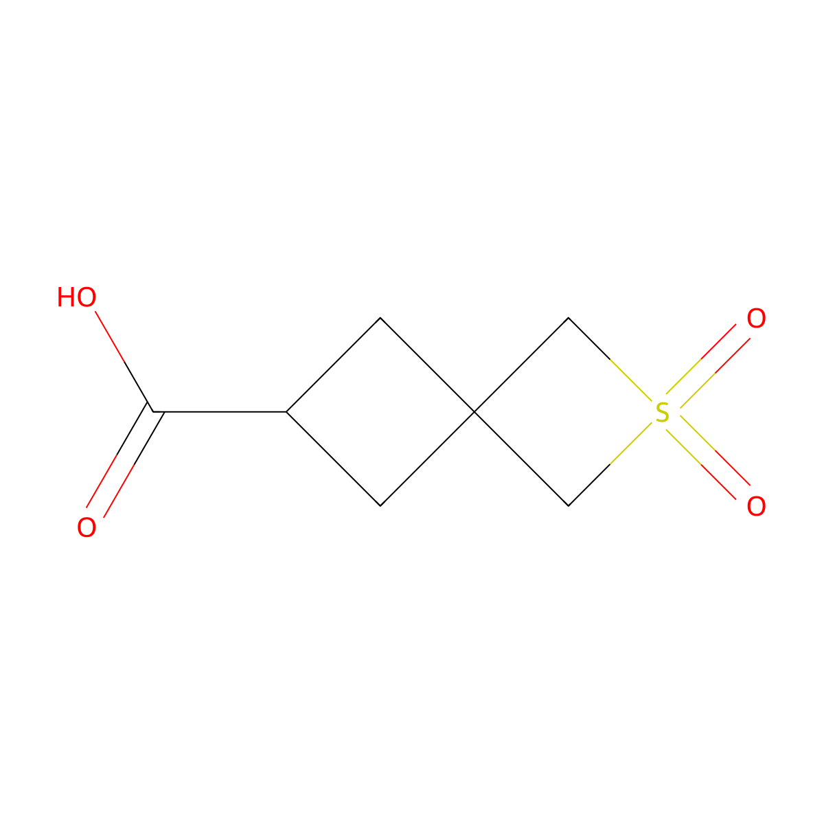 2,2-Dioxo-2lambda6-thiaspiro(3.3)heptane-6-carboxylic acid molecular structure, CAS 2092286-66-1