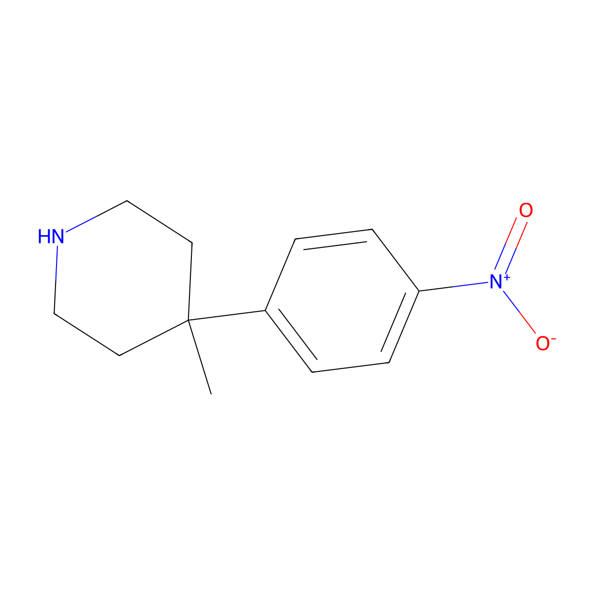 4-Methyl-4-(4-nitrophenyl)piperidine molecular structure, CAS 2092297-60-2