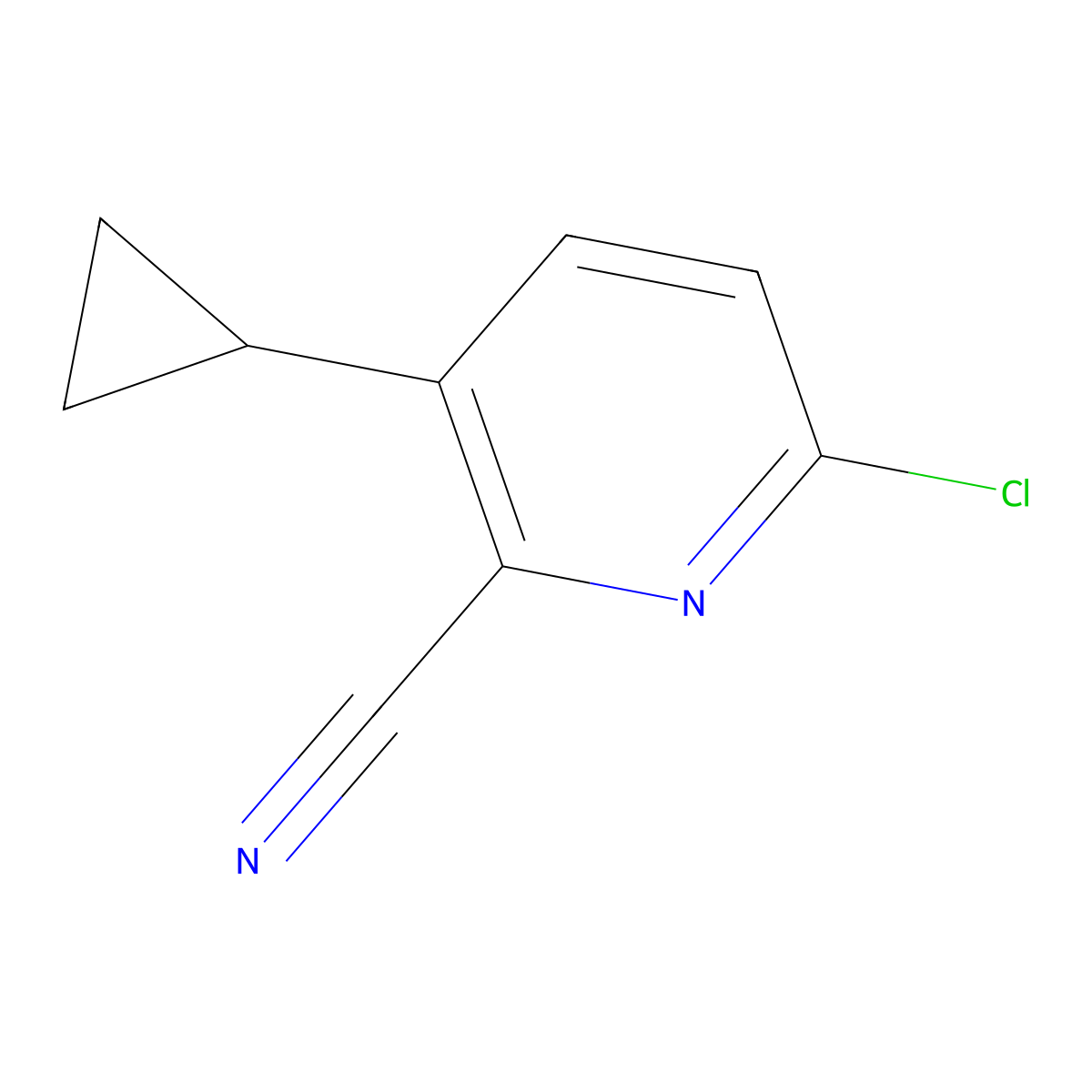 6-Chloro-3-cyclopropylpicolinonitrile molecular structure, CAS 2092299-60-8