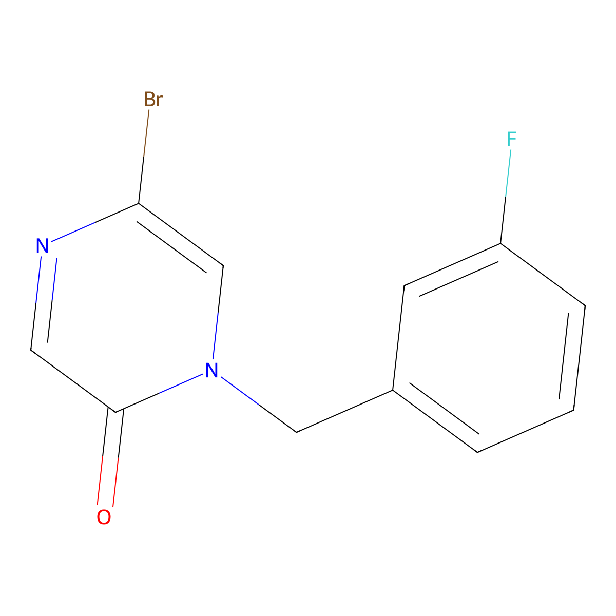 5-Bromo-1-(3-fluorobenzyl)pyrazin-2(1H)-one molecular structure, CAS 2092302-06-0