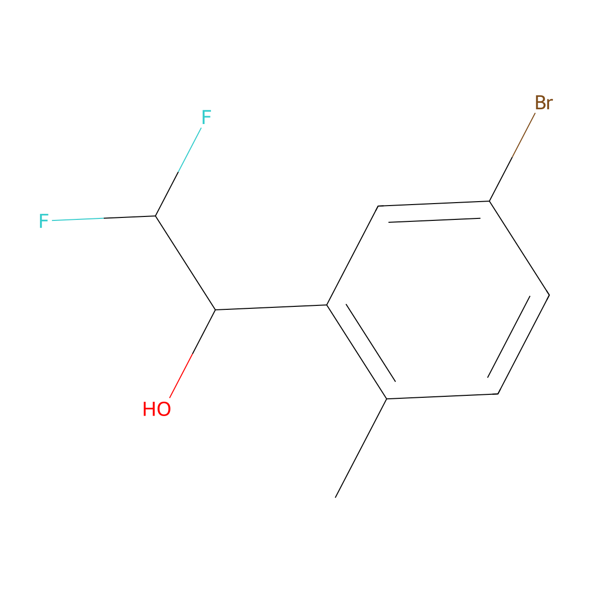 1-(5-Bromo-2-methylphenyl)-2,2-difluoroethan-1-ol molecular structure, CAS 2092305-33-2