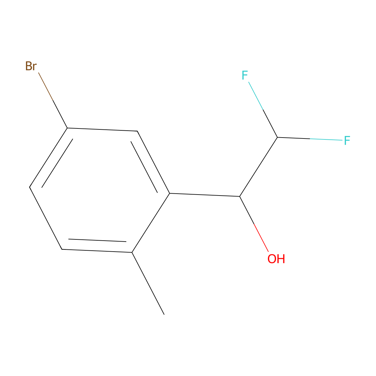 1-(5-Bromo-2-methylphenyl)-2,2-difluoroethan-1-ol molecular structure, CAS 2092305-33-2