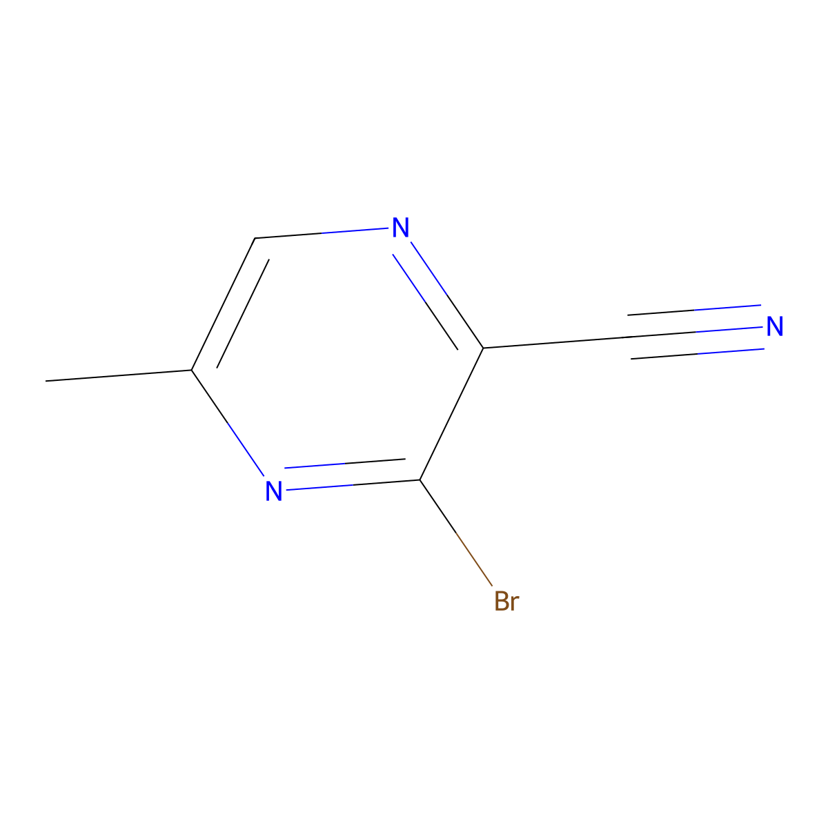 3-Bromo-5-methylpyrazine-2-carbonitrile molecular structure, CAS 2092309-75-4