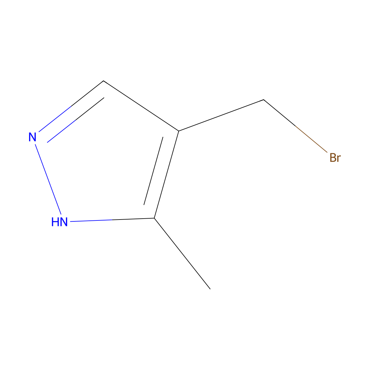 4-(bromomethyl)-3-methyl-1H-pyrazole molecular structure, CAS 2092310-18-2