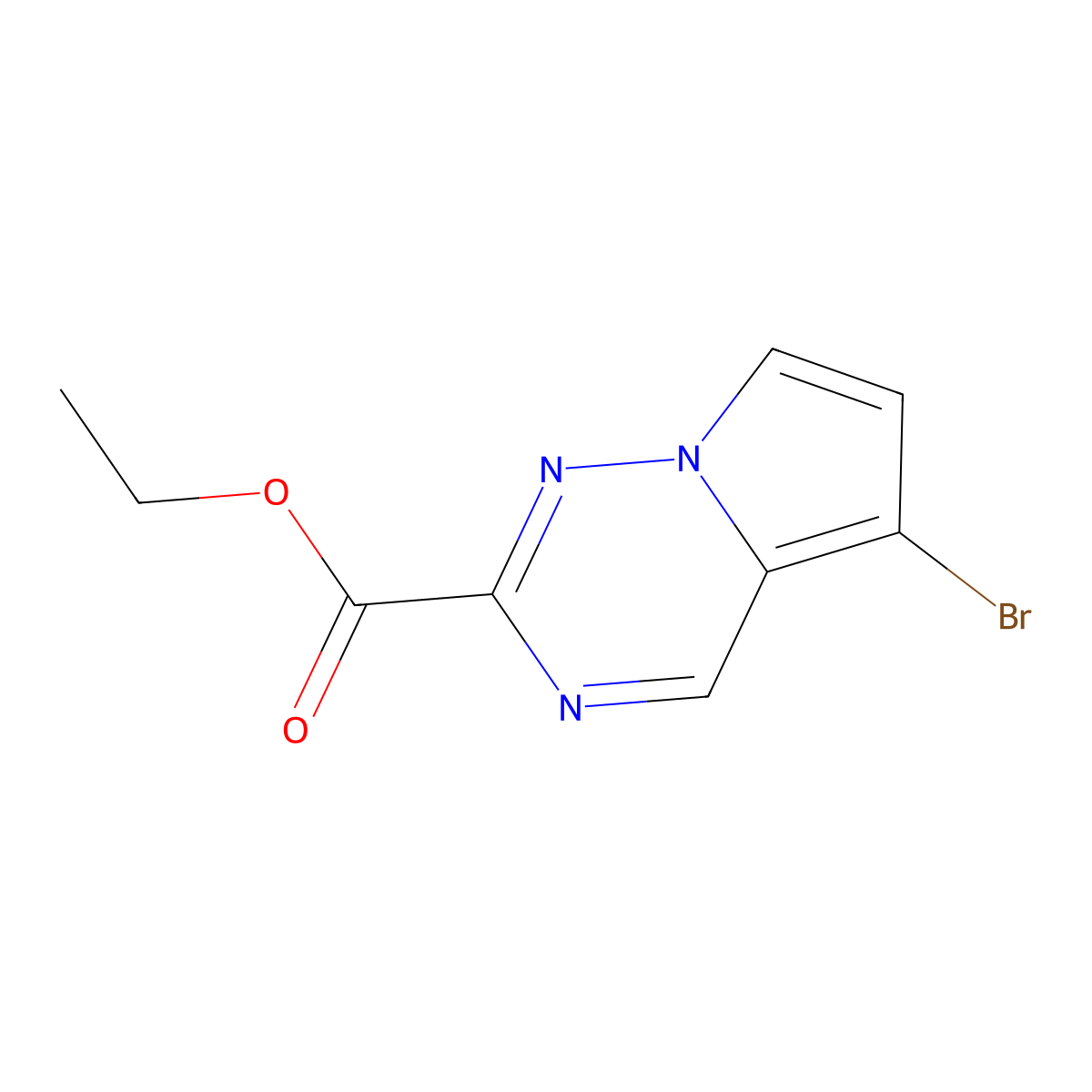 Ethyl 5-bromopyrrolo[2,1-f][1,2,4]triazine-2-carboxylate molecular structure, CAS 2092311-43-6