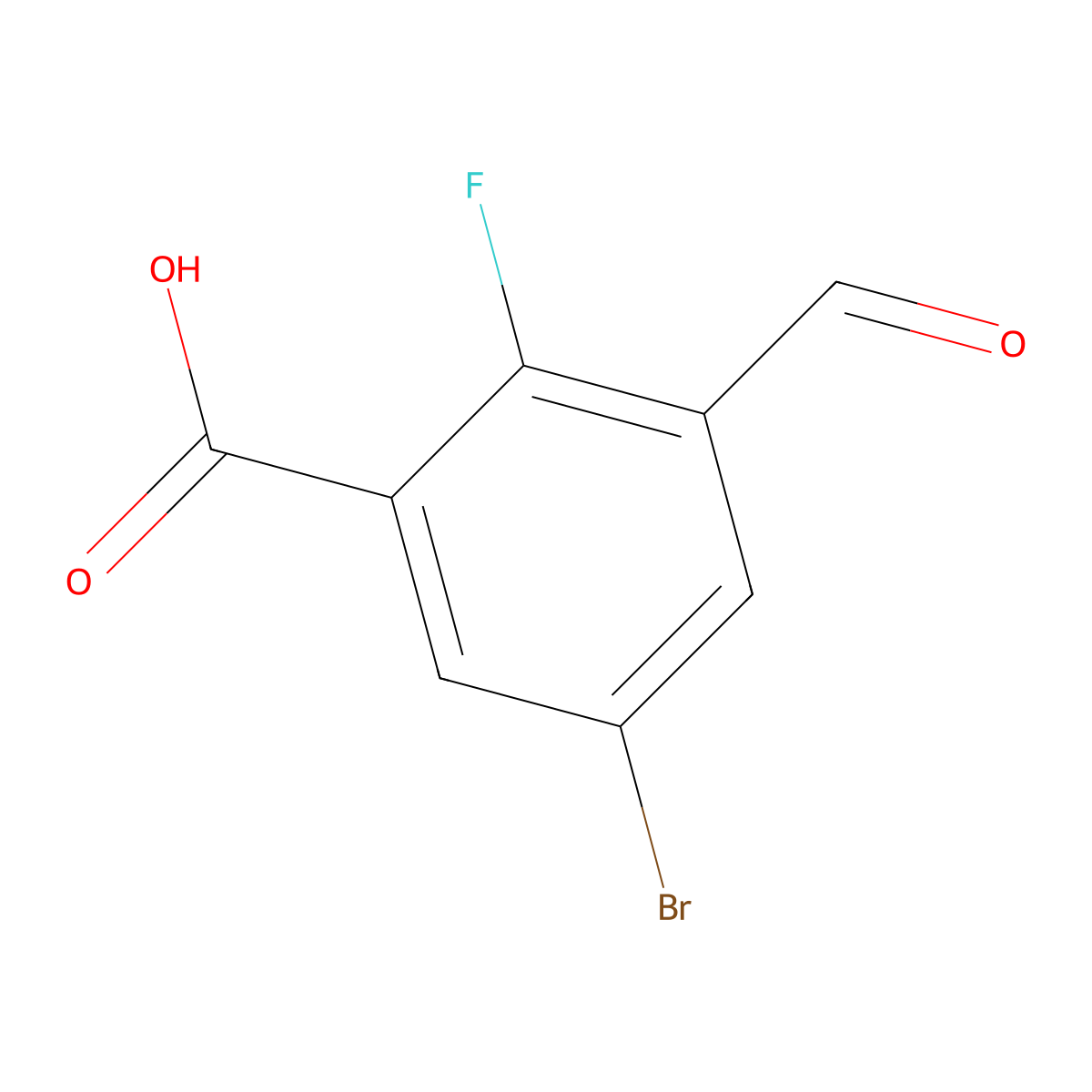 5-Bromo-2-fluoro-3-formylbenzoic acid molecular structure, CAS 2092311-45-8