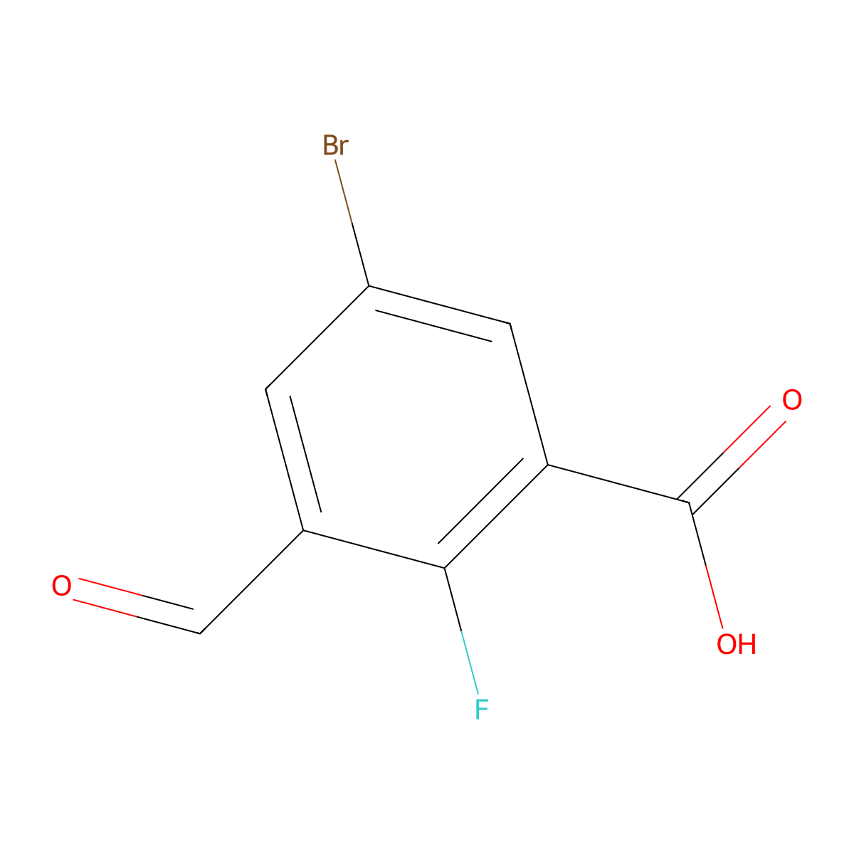5-Bromo-2-fluoro-3-formylbenzoic acid molecular structure, CAS 2092311-45-8