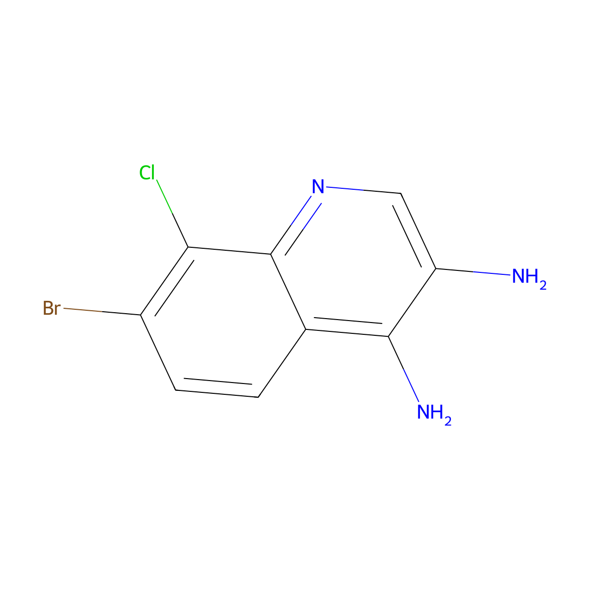 7-Bromo-8-chloroquinoline-3,4-diamine molecular structure, CAS 2092313-11-4
