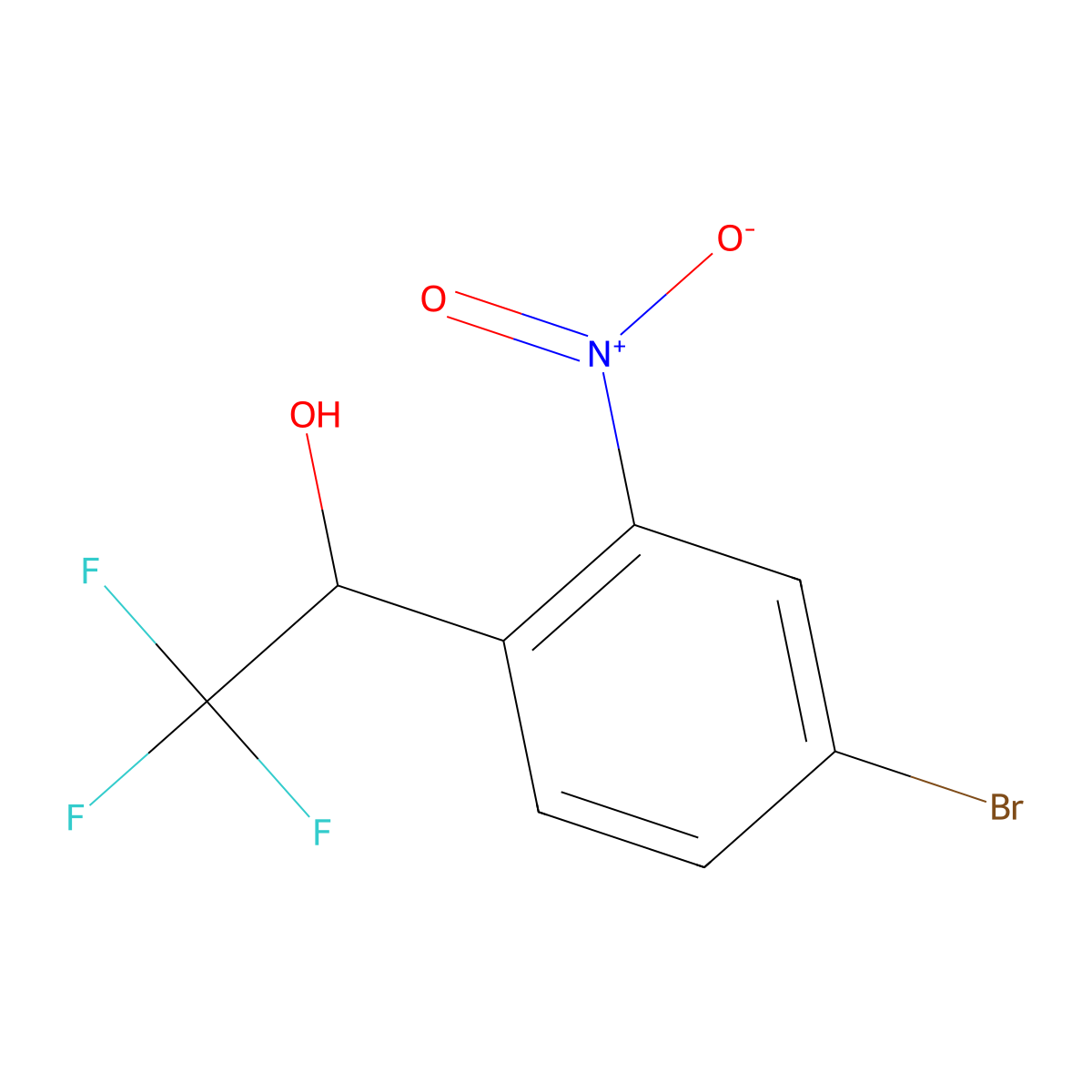 1-(4-Bromo-2-nitrophenyl)-2,2,2-trifluoroethan-1-ol molecular structure, CAS 2092313-22-7