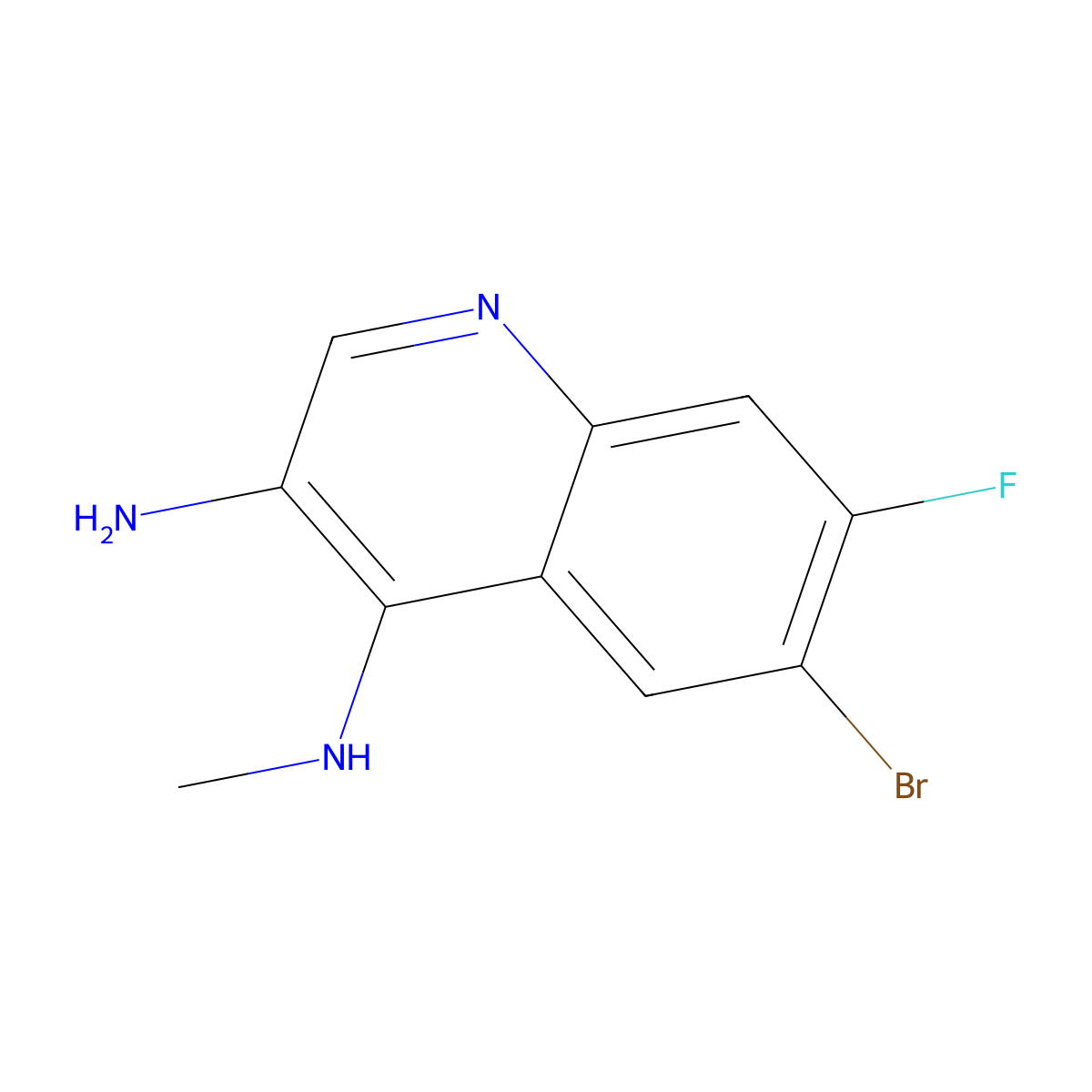6-Bromo-7-fluoro-N4-methylquinoline-3,4-diamine molecular structure, CAS 2092313-47-6