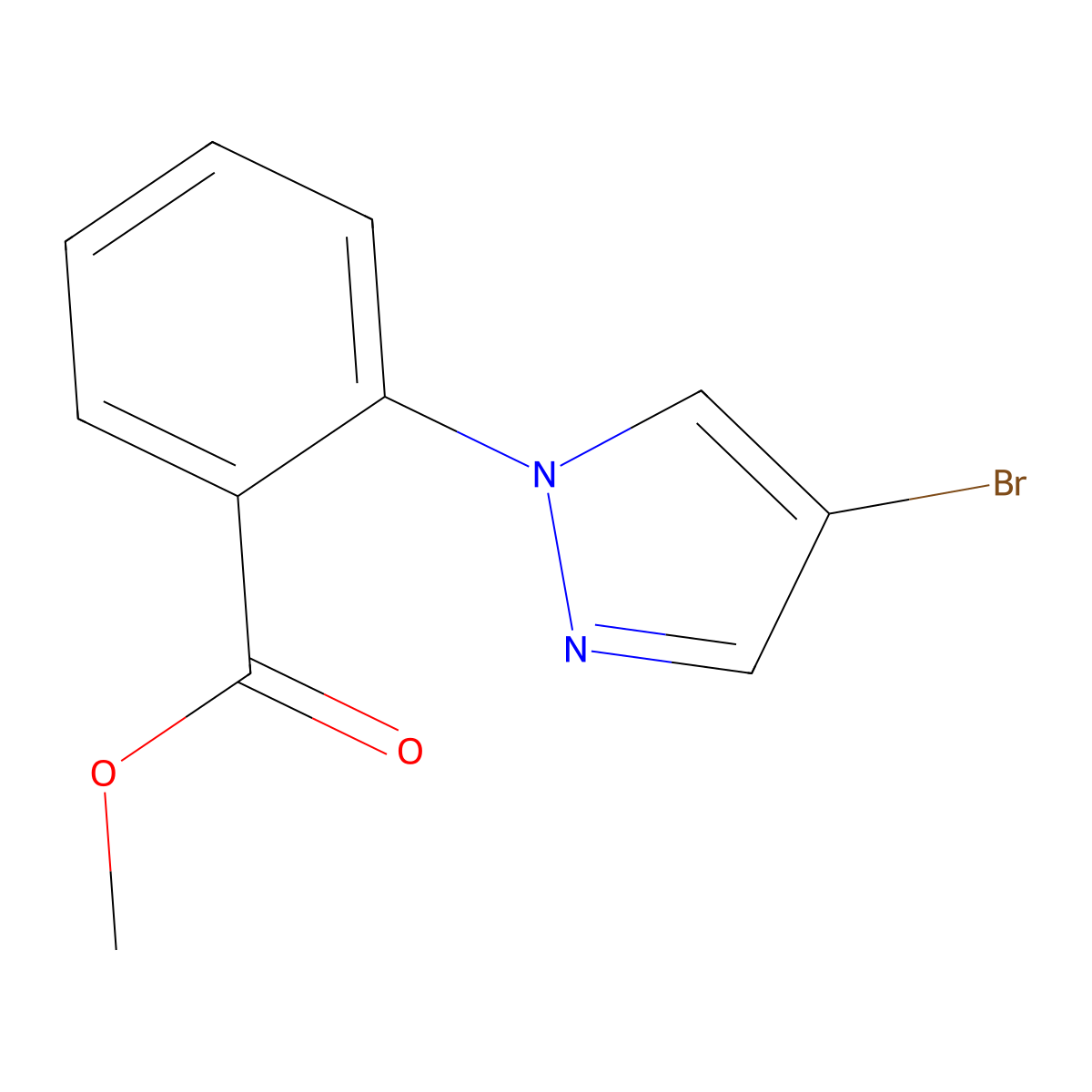 methyl 2-(4-bromo-1H-pyrazol-1-yl)benzoate molecular structure, CAS 2092313-71-6