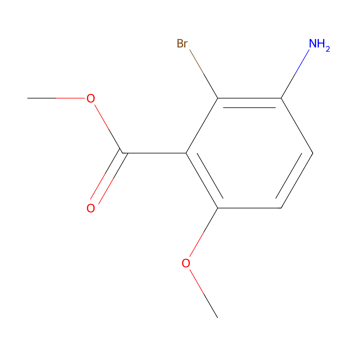 Methyl 3-amino-2-bromo-6-methoxybenzoate molecular structure, CAS 2092317-37-6
