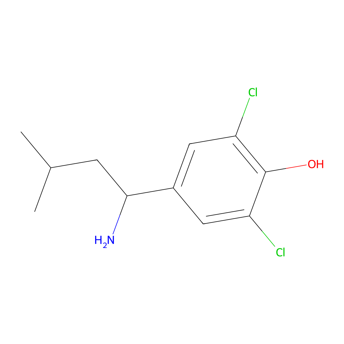 4-(1-Amino-3-methylbutyl)-2,6-dichlorophenol molecular structure, CAS 2092317-54-7