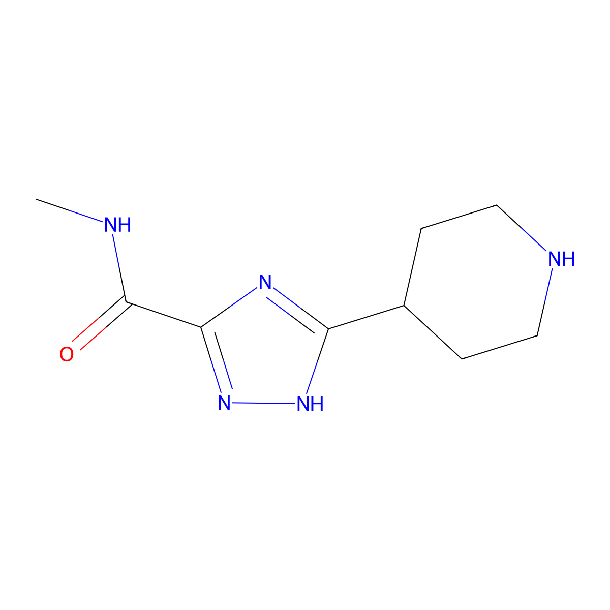 N-Methyl-3-(piperidin-4-yl)-1H-1,2,4-triazole-5-carboxamide molecular structure, CAS 2092317-85-4
