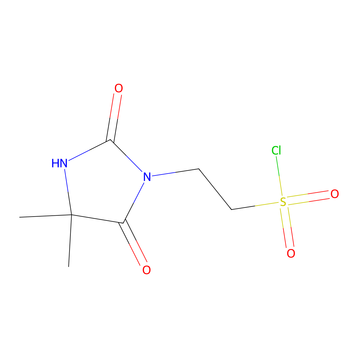 2-(4,4-Dimethyl-2,5-dioxoimidazolidin-1-yl)ethane-1-sulfonyl chloride molecular structure, CAS 2092321-92-9