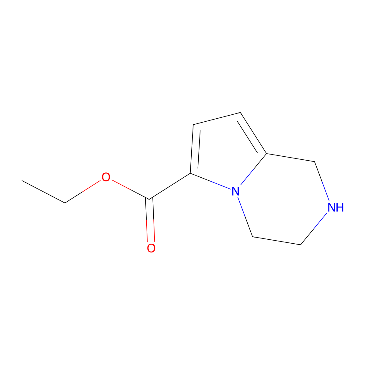ethyl 1H,2H,3H,4H-pyrrolo[1,2-a]pyrazine-6-carboxylate molecular structure, CAS 2092323-64-1