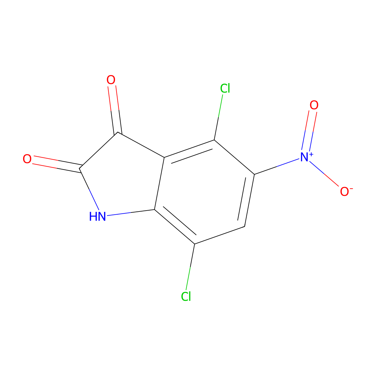 4,7-Dichloro-5-nitro-2,3-dihydro-1H-indole-2,3-dione molecular structure, CAS 2092324-23-5