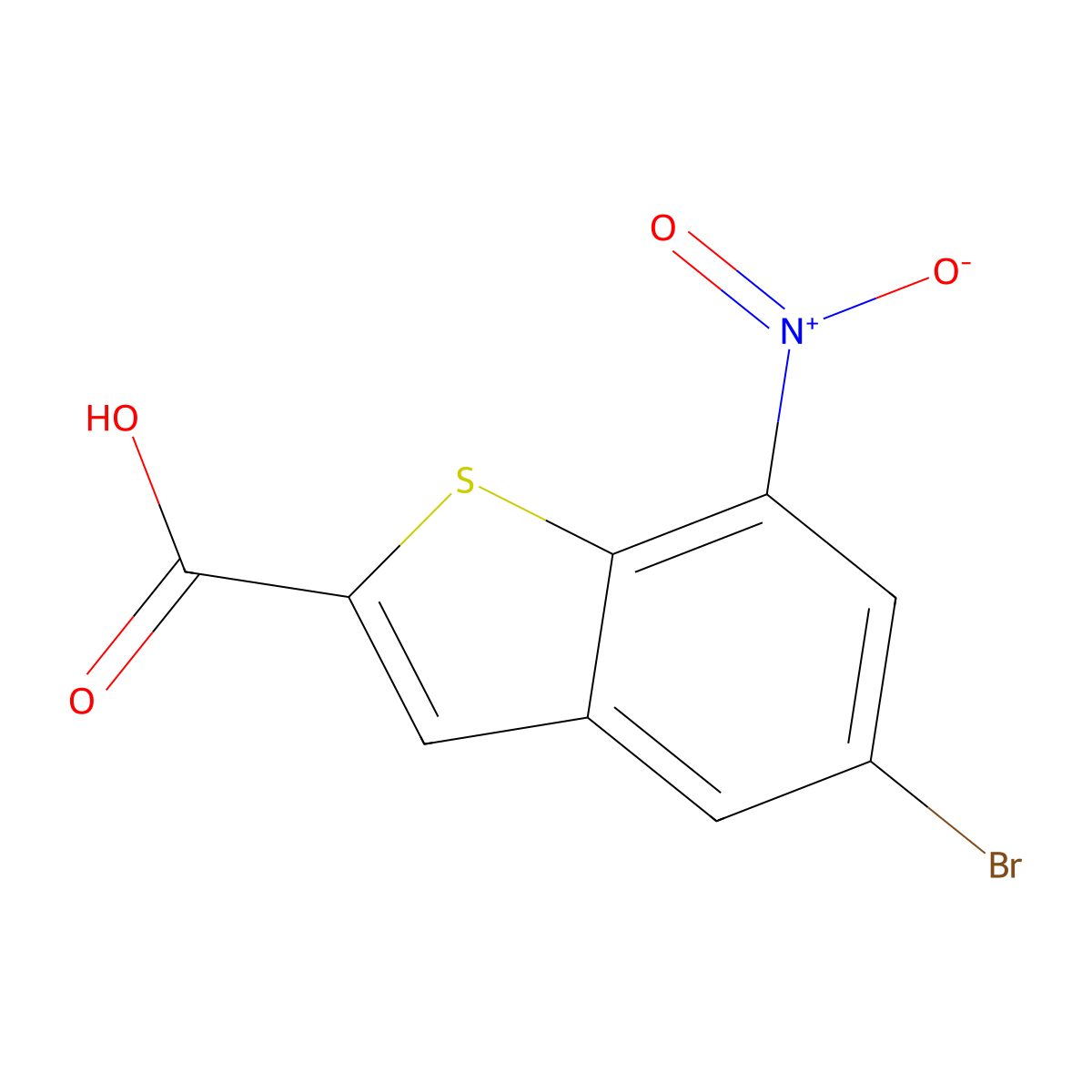 5-Bromo-7-nitro-1-benzothiophene-2-carboxylic acid molecular structure, CAS 2092326-22-0