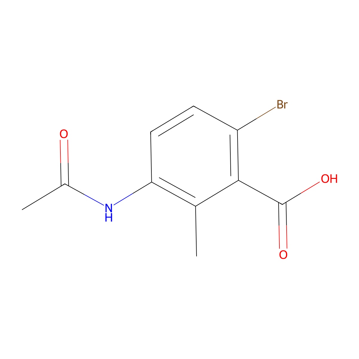 6-Bromo-3-acetamido-2-methylbenzoic acid molecular structure, CAS 2092328-57-7