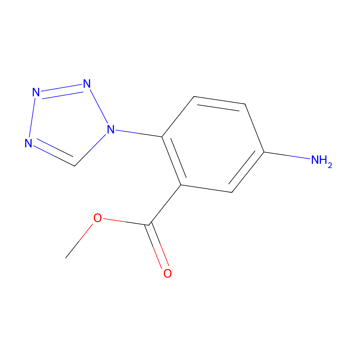 methyl 5-amino-2-(1H-1,2,3,4-tetrazol-1-yl)benzoate molecular structure, CAS 2092330-02-2