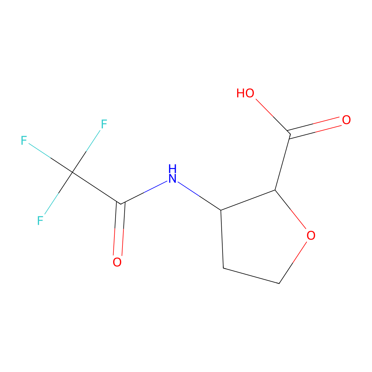 rac-(2R,3S)-3-(trifluoroacetamido)oxolane-2-carboxylic acid molecular structure, CAS 2092334-29-5