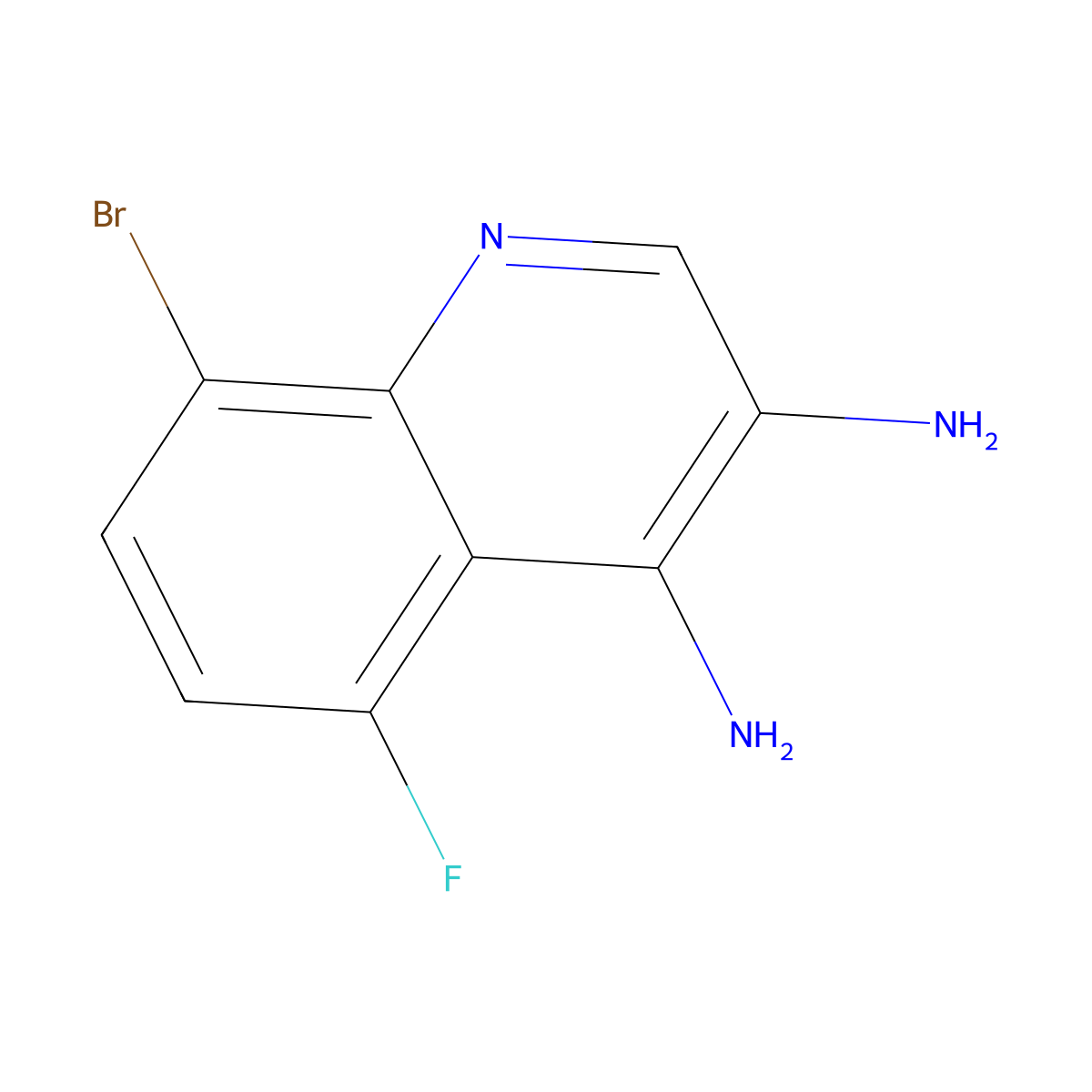 8-Bromo-5-fluoroquinoline-3,4-diamine molecular structure, CAS 2092335-97-0