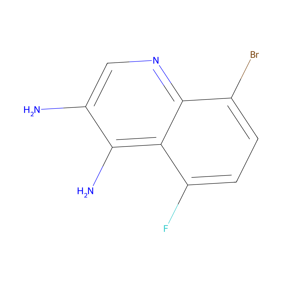 8-Bromo-5-fluoroquinoline-3,4-diamine molecular structure, CAS 2092335-97-0