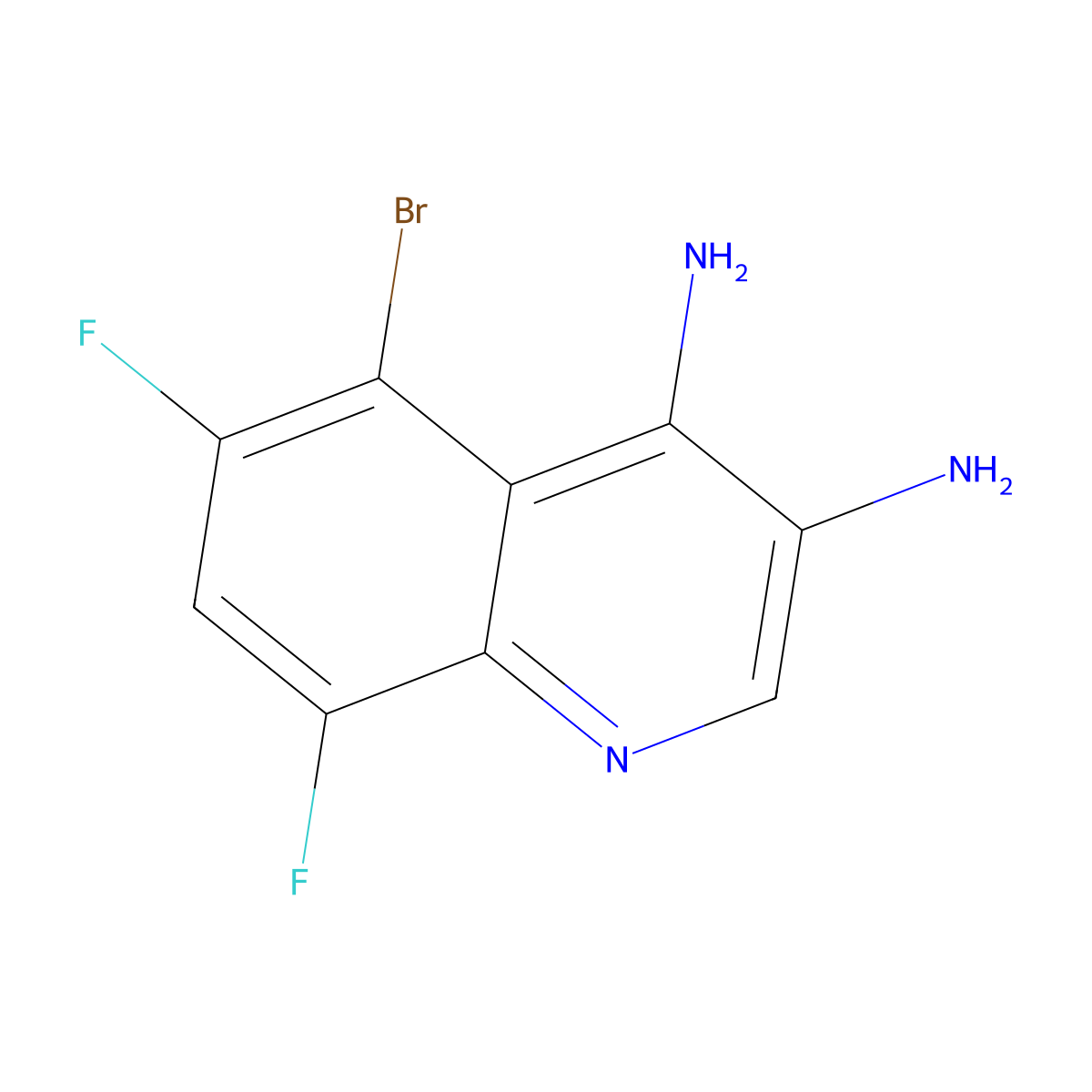 5-Bromo-6,8-difluoroquinoline-3,4-diamine molecular structure, CAS 2092336-09-7