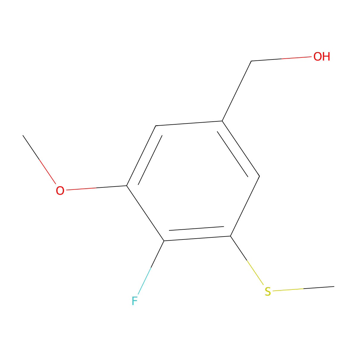 (4-Fluoro-3-methoxy-5-(methylthio)phenyl)methanol molecular structure, CAS 2092336-32-6