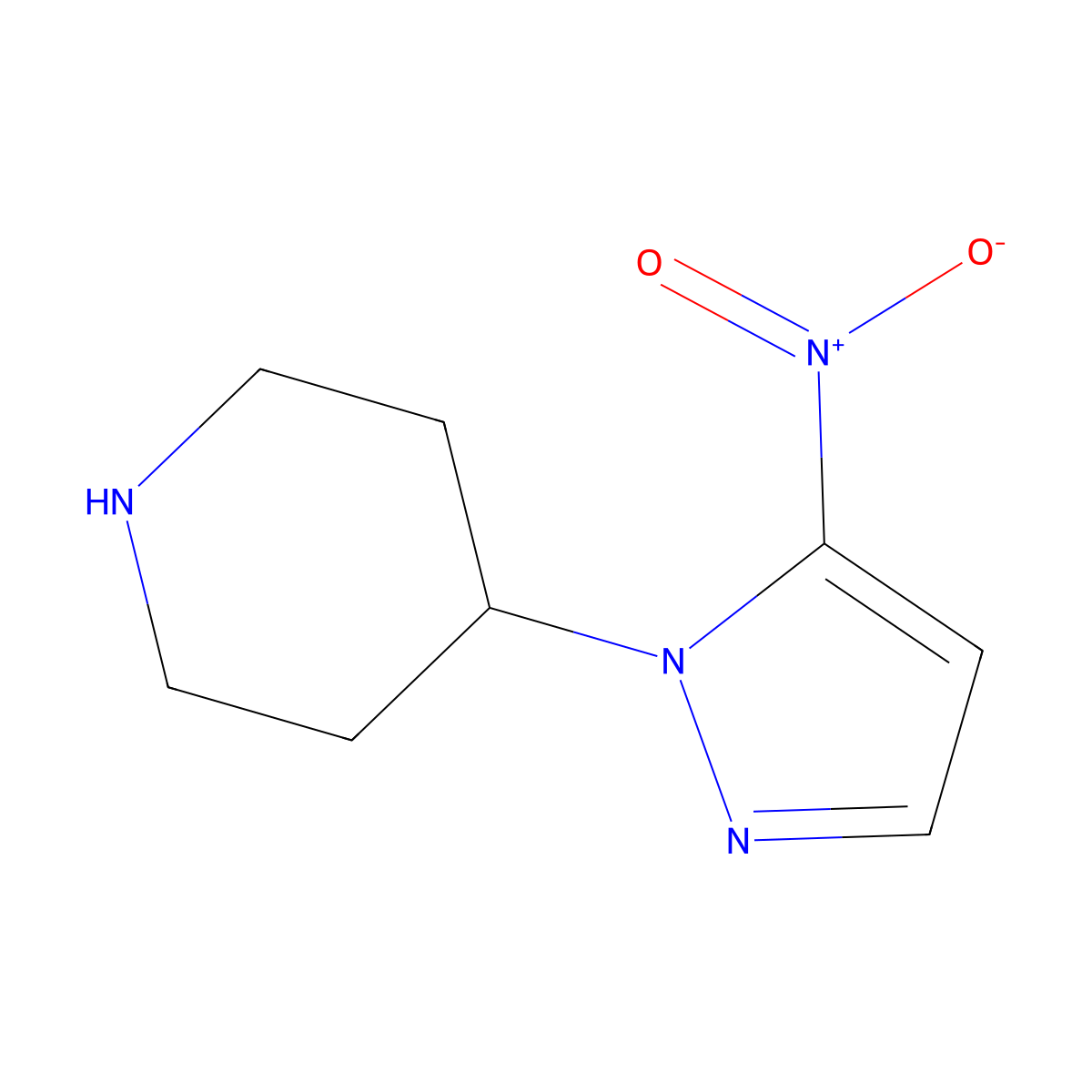 4-(5-Nitro-1H-pyrazol-1-yl)piperidine molecular structure, CAS 2092337-63-6