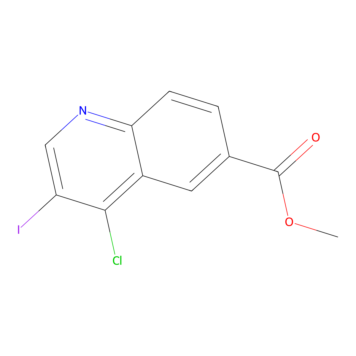 4-Chloro-3-iodo-quinoline-6-carboxylic acid methyl ester molecular structure, CAS 2092338-45-7