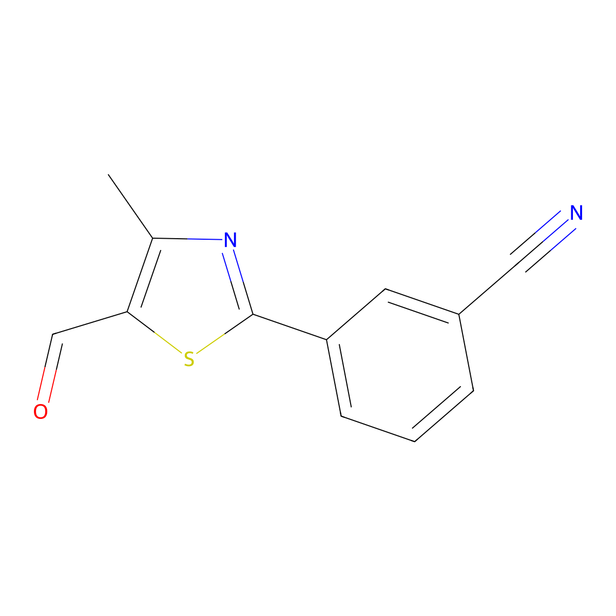 Benzonitrile, 3-(5-formyl-4-methyl-2-thiazolyl)- molecular structure, CAS 2092339-51-8